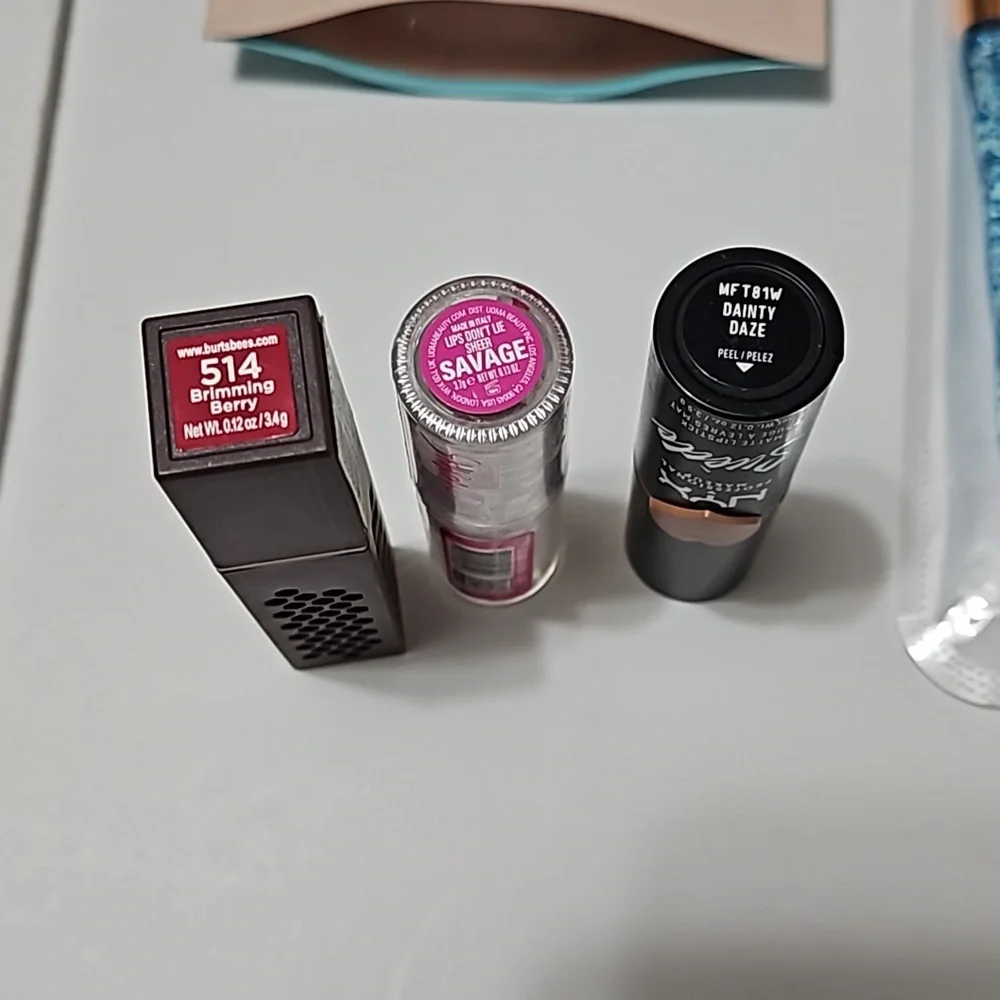 Lipstick, Brushes Bundle Lot of Makeup Burts Bees & NYX